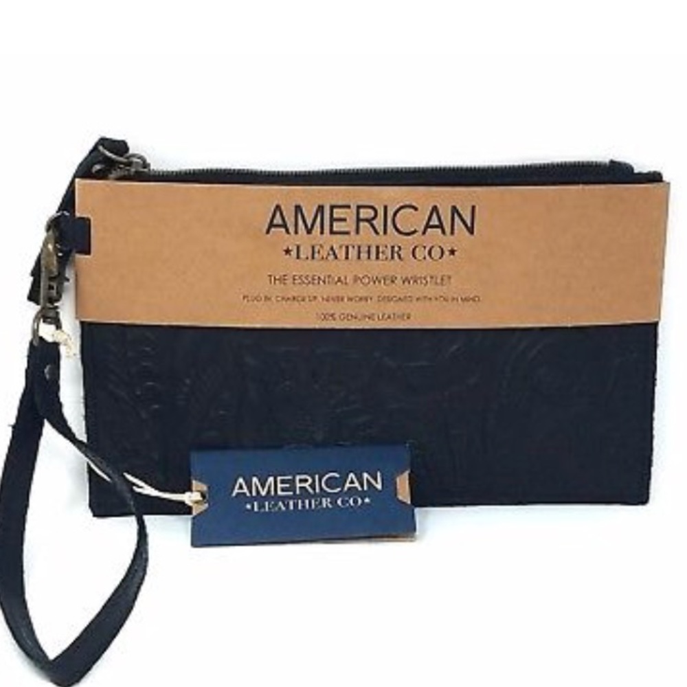American Leather Co Black Wristlet